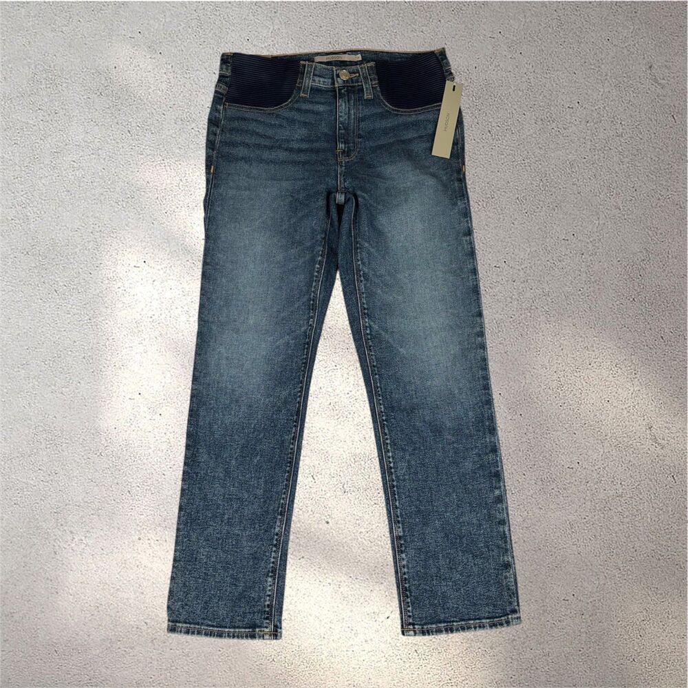 NWT HUDSON Nico Straight Ankle Maternity Jeans Women's 28 Blue Normcore Minimal
